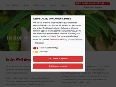 Website von Merschbrock-Wiese Gewürz GmbH