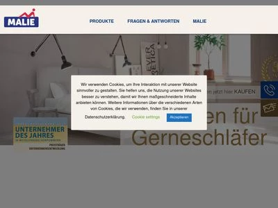 Website von MALIE Mecklenburgisches Matratzenwerk GmbH