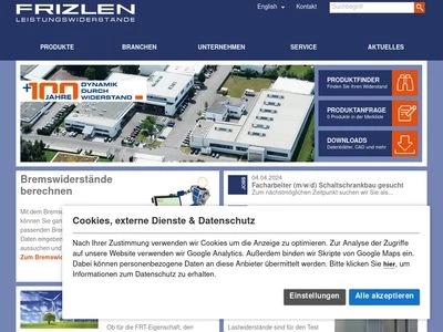 Website von FRIZLEN GmbH u. Co KG.