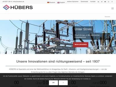 Website von HÜBERS Verfahrenstechnik Maschinenbau GmbH