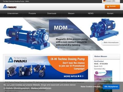 Website von IWAKI EUROPE GmbH