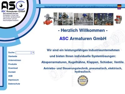 Website von ASC Armaturen GmbH
