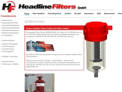 Website von Headline Filters GmbH