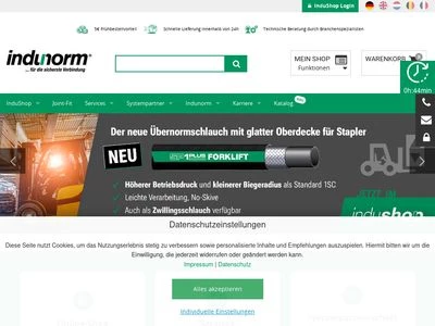 Website von Indunorm Hydraulik GmbH