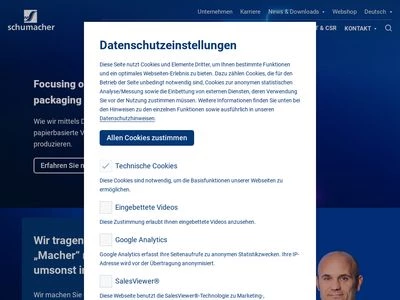Website von Schumacher Packaging GmbH