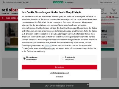 Website von Ratioform Verpackungen GmbH