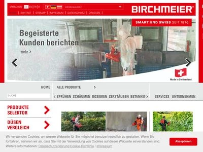 Website von Birchmeier Sprühtechnik AG