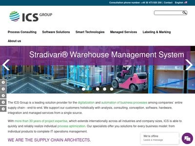 Website von ICS International GmbH Identcode-Systeme