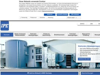 Website von IPE Produktionsgesellschaft für Entsorgungssysteme mbH