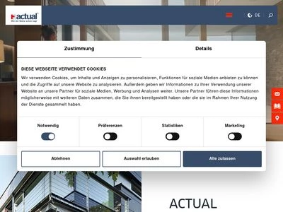 Website von ACTUAL Fenster Türen Sonnenschutz GmbH