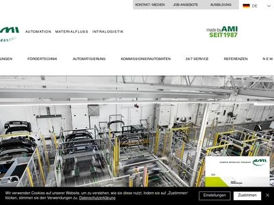 Website von AMI Förder- und Lagertechnik GmbH