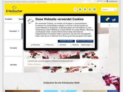 Website von erlenbacher backwaren gmbh