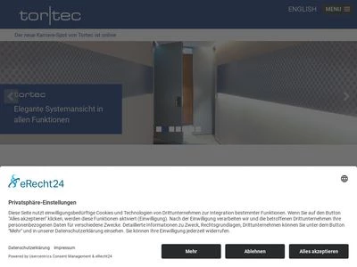 Website von Tortec Brandschutztor GmbH