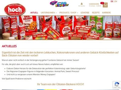 Website von HOCH GmbH Oblatenfabrik
