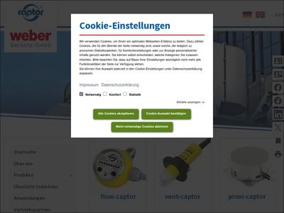 Website von weber Sensors GmbH
