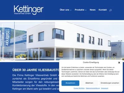 Website von Kettinger Vliesvertrieb GmbH