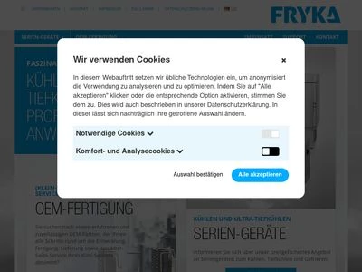 Website von FRYKA-Kältetechnik GmbH