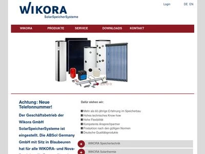 Website von Wikora GmbH SolarSpeicherSysteme