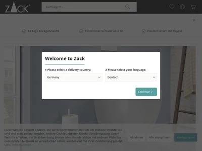 Website von Zack GmbH