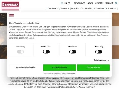 Website von Behringer GmbH