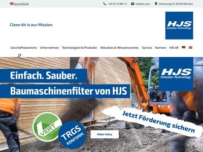 Website von HJS Emission Technology GmbH & Co. KG