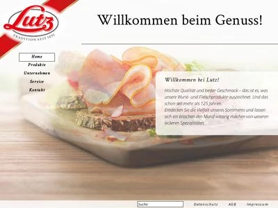 Website von Lutz Fleischwaren - zur Mühlen ApS & Co. KG