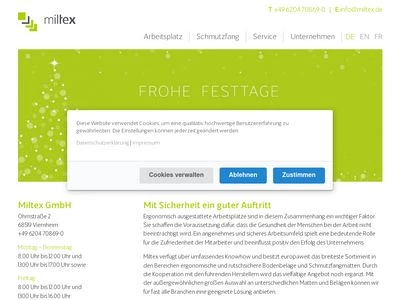 Website von Miltex GmbH