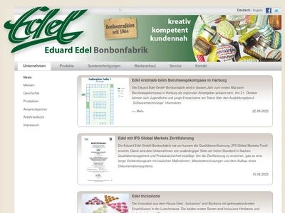 Website von Eduard Edel GmbH Bonbonfabrik
