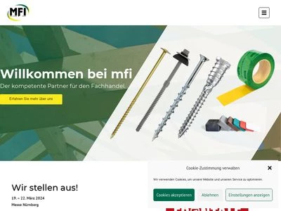 Website von mfi Metall + Fastening Industrie GmbH