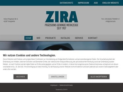 Website von ZIRA PRÄZISIONS-GEWINDE-WERKZEUG