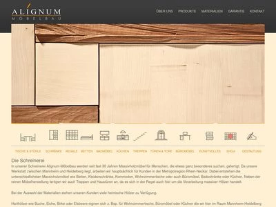 Website von ALIGNUM Möbelbau