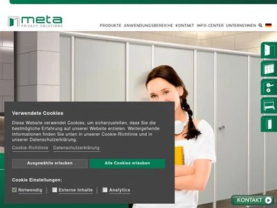 Website von meta Trennwandanlagen GmbH & Co. KG