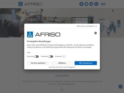 Website von AFRISO-EURO-INDEX GmbH