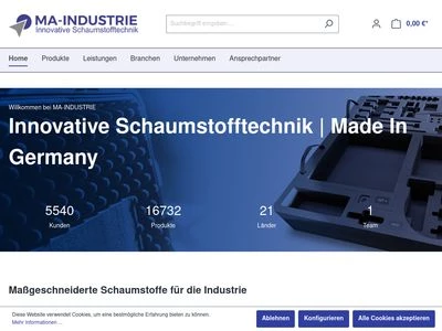 Website von MA-INDUSTRIE GmbH