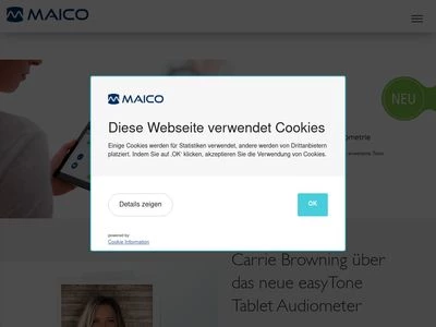 Website von MAICO Diagnostics GmbH