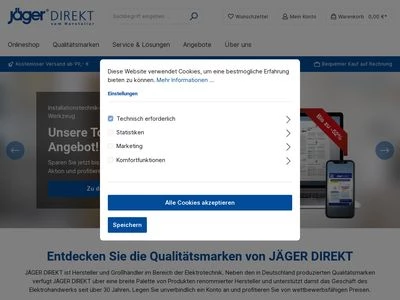 Website von JÄGER DIREKT - Jäger Fischer GmbH & Co. KG