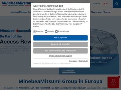 Website von MinebeaMitsumi Technology Center Europe GmbH