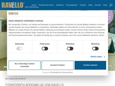 Website von RAVELLO Steinteppich BB Steintechnologie GmbH