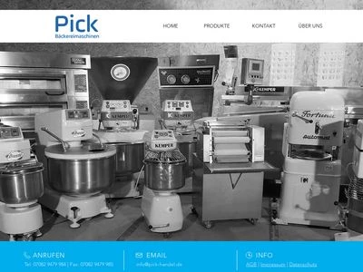 Website von Pick Bäckereimaschinenhandel