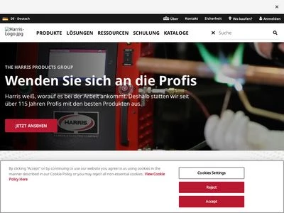 Website von Harris Calorific GmbH