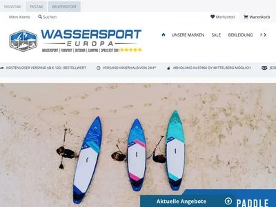 Website von Wassersport Europa GmbH