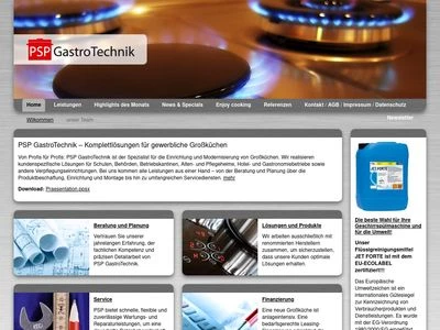 Website von PSP GastroTechnik GmbH