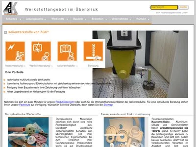 Website von AGK Hochleistungswerkstoffe GmbH