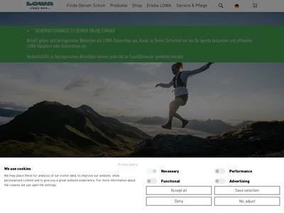Website von LOWA Sportschuhe GmbH