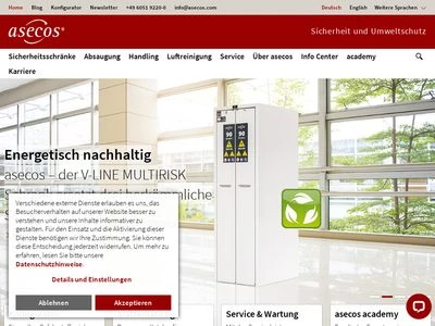 Website von asecos GmbH