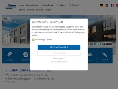 Website von ZIEGRA Eismaschinen GmbH