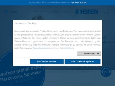 Website von Heinen Freezing GmbH & Co. KG