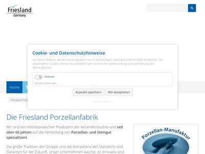 Website von Friesland Porzellanfabrik GmbH & Co. KG