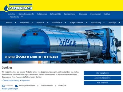 Website von Deckenbach Mineralöl Groß- und Einzelhandel GmbH
