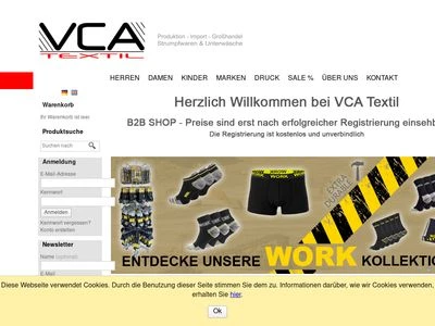 Website von  VCA Textil